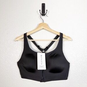 Athleta NWT Advance Zip Front Bra Size 38C Sports Black Athleisure Gym‎ Active